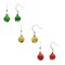 Christmas Ornament Ball Earrings, Set of 3 Pairs, Holiday Festive Xmas Jewelry
